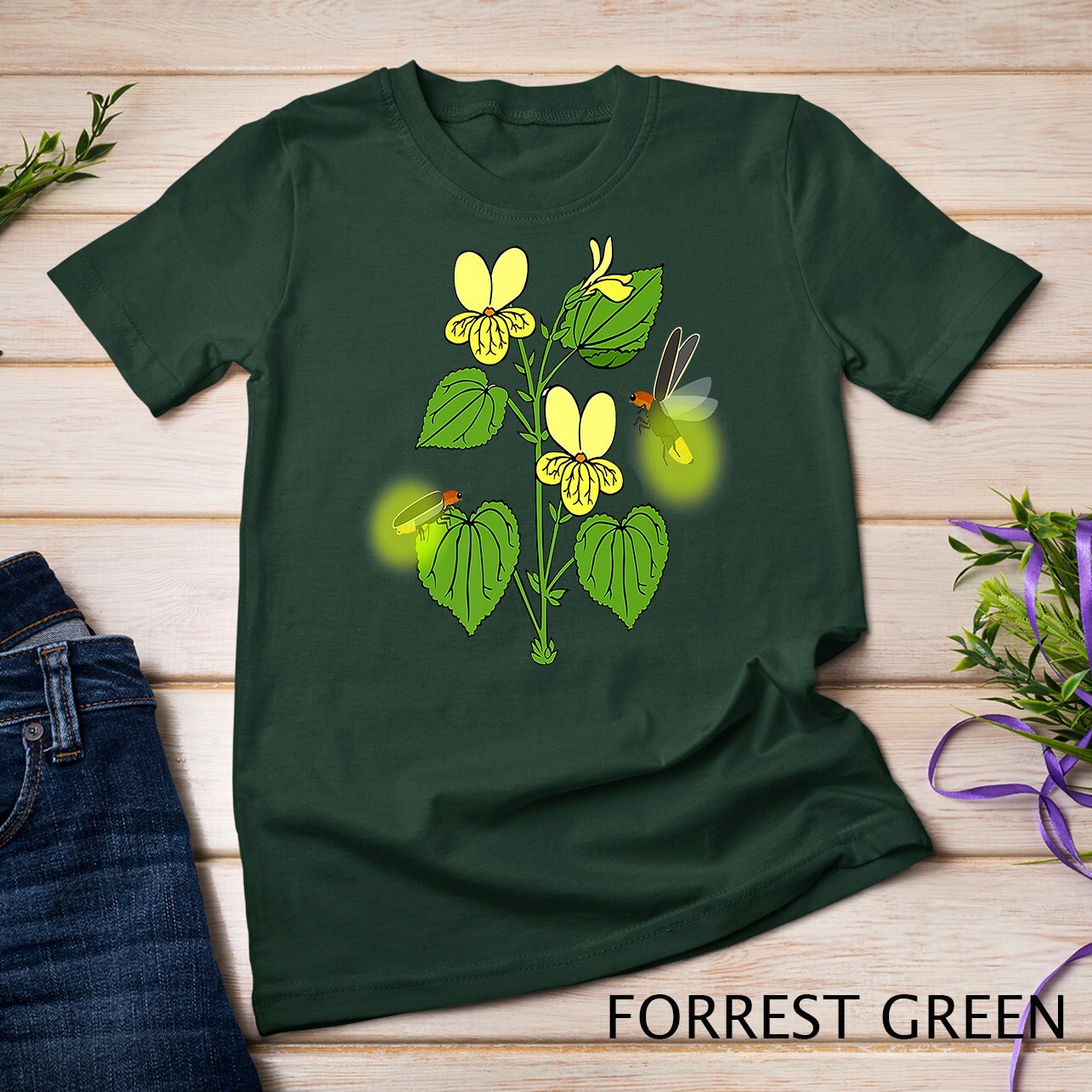 Lightning Bugs and Flowers Bugs Insects Entomology Beetle Premium Unisex T-shirt