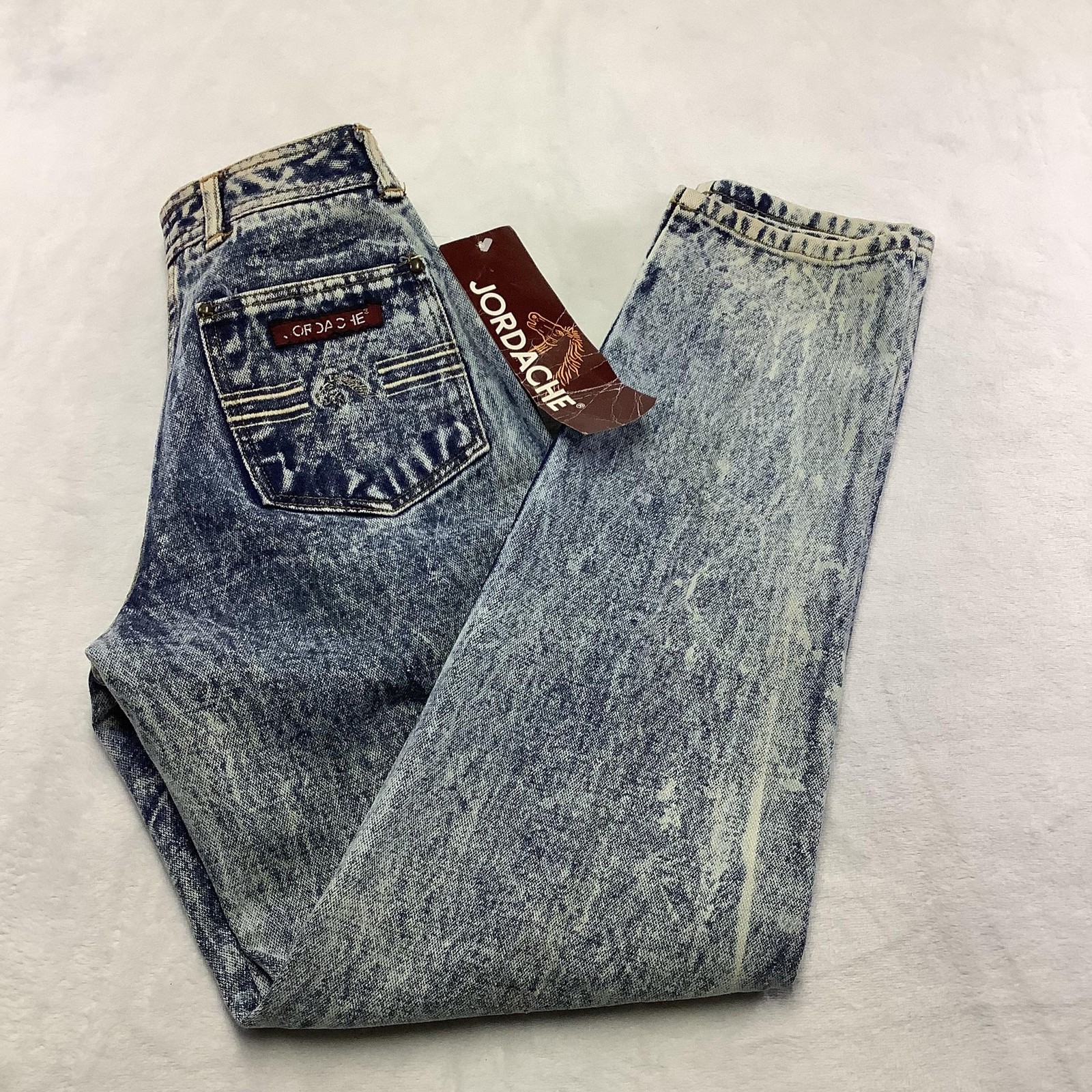 Vintage Jordache Jeans Womens 14 Blue Acid Wash High Rise Tapered Denim 80s
