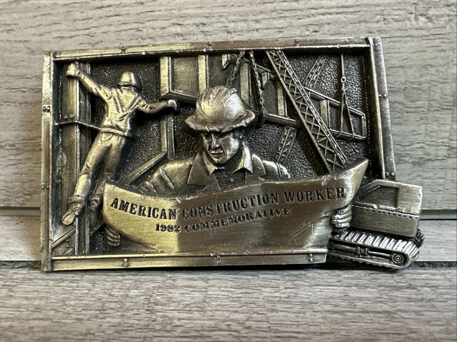 Vintage 1982 Arroyo Grande American Construction Worker Belt Buckle Limited Edit