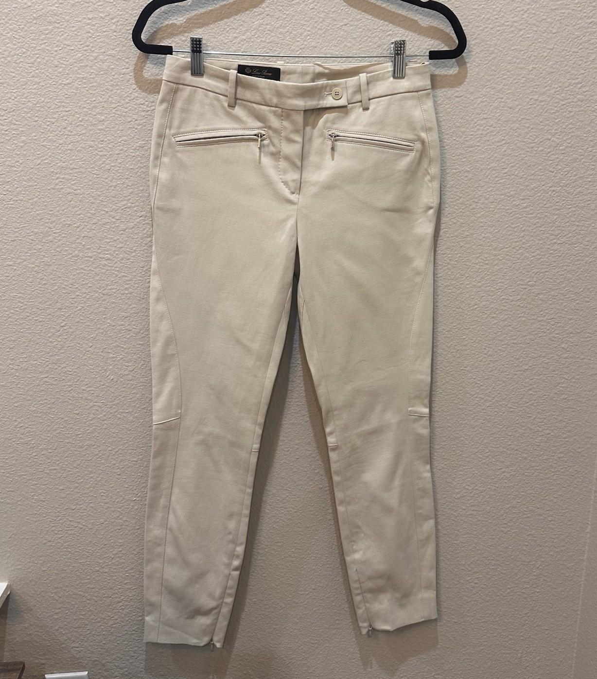 Loro Piana Ivory Cotton Twill Riding Style Crop Pants 40 US 4 Quiet Luxury New
