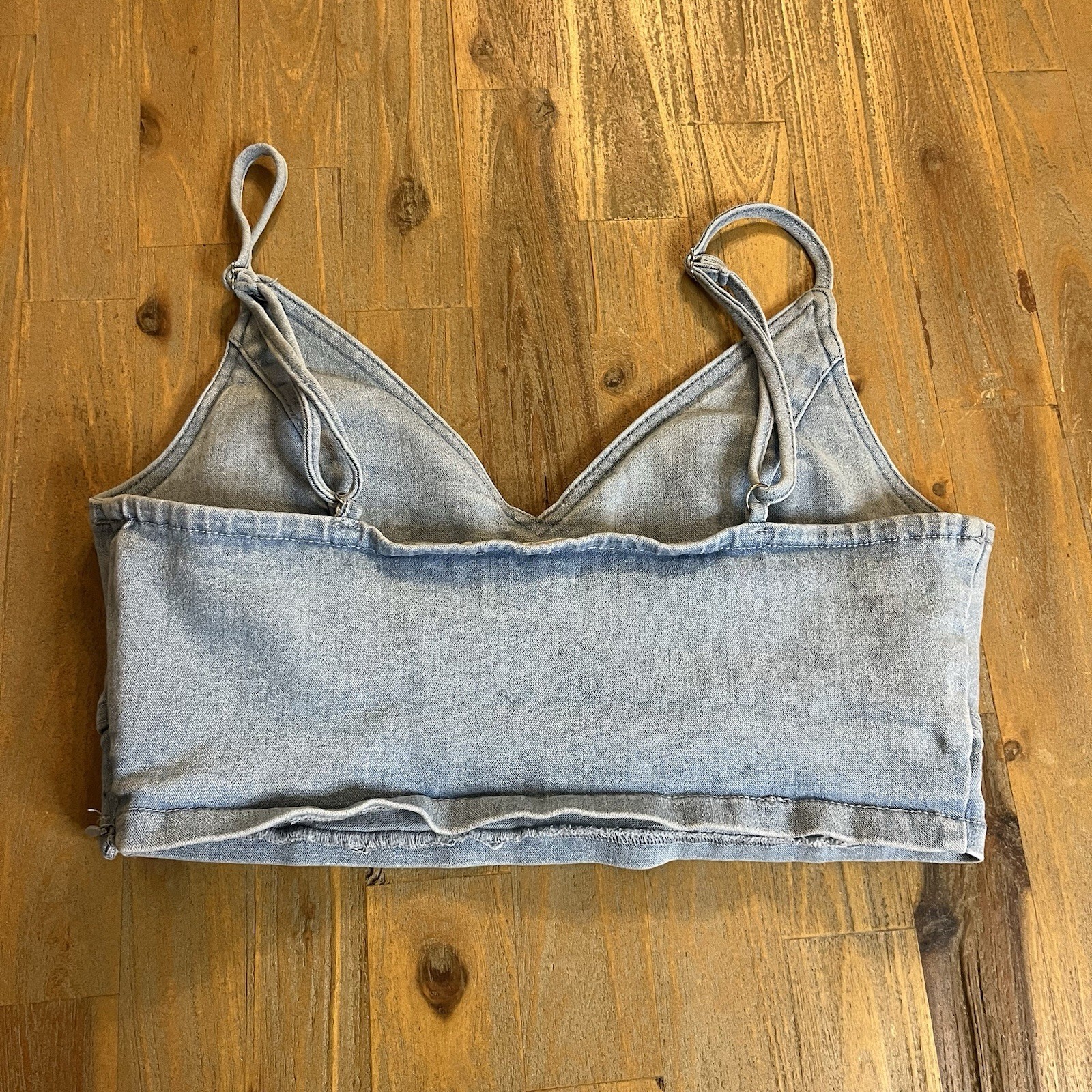 Melograno Blue Denim Wireless Stretch Bralette Bra Pullover Adjustable Straps M