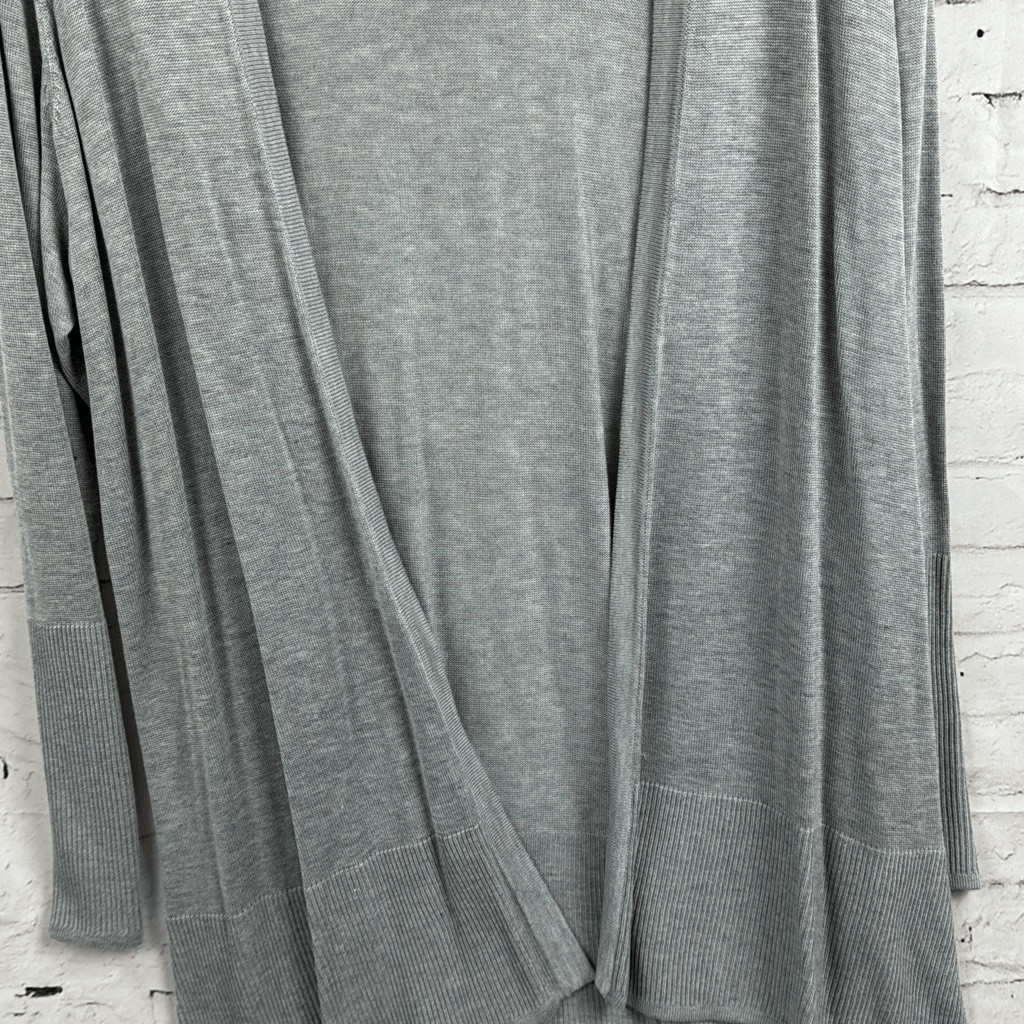 Worthington Sweater Womens L 0X Cardigan Open Longline 100% Rayon Heather Gray