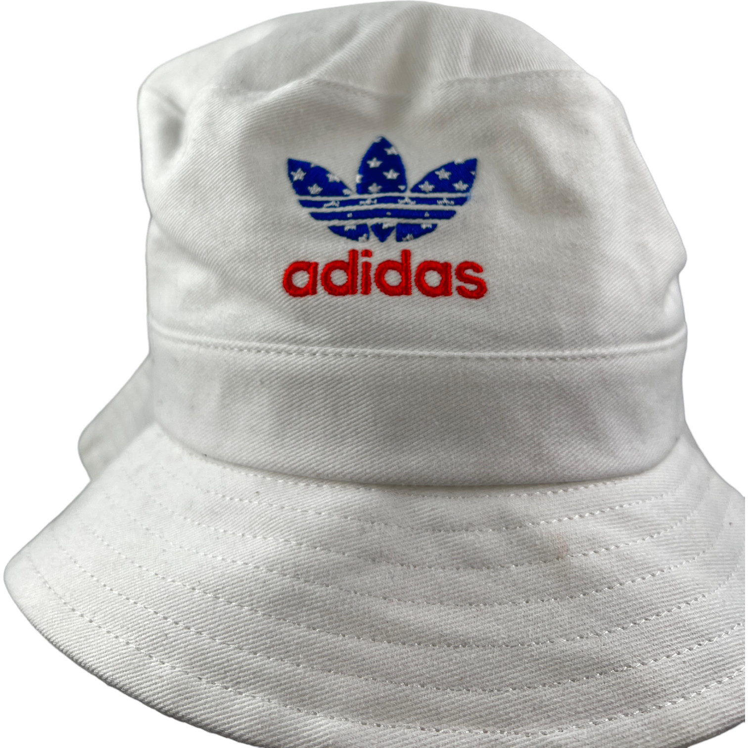 Adidas Americana Bucket Hat White Red Blue Stars Trefoil Logo New One Size