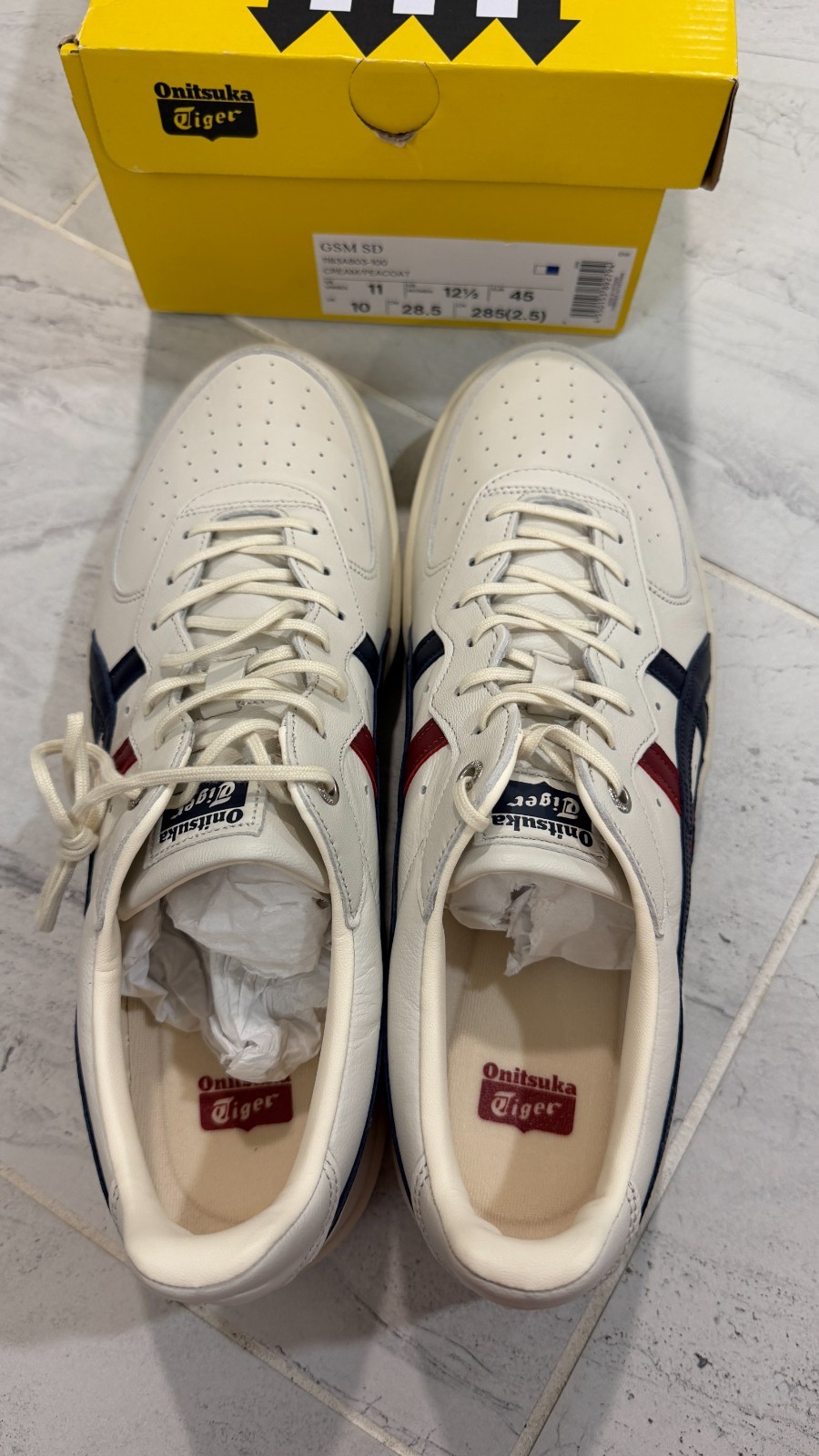 1183A803-100 Onitsuka Tiger GSM SD Cream/Peacoat Size 11 Mens, 12.5 Womens