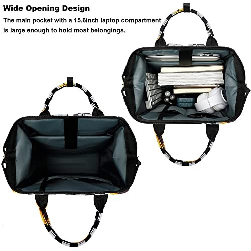 Laptop Backpack for Women, 15.6 inch College School Checkered Sunflower