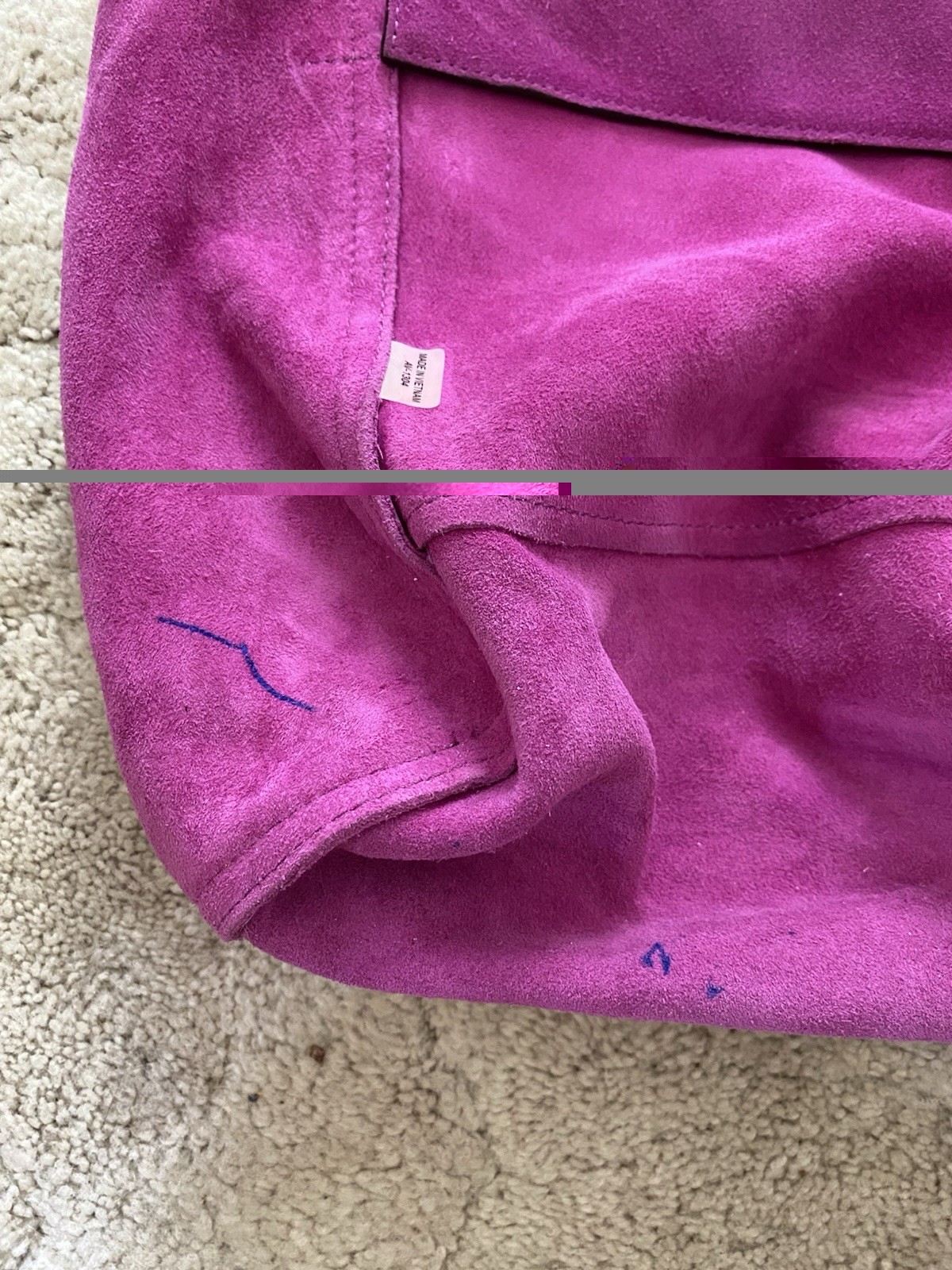 Michael Kors Fuchsia Suede Tote Bag Magnetic Closure Gold Hardware Tassel Charm