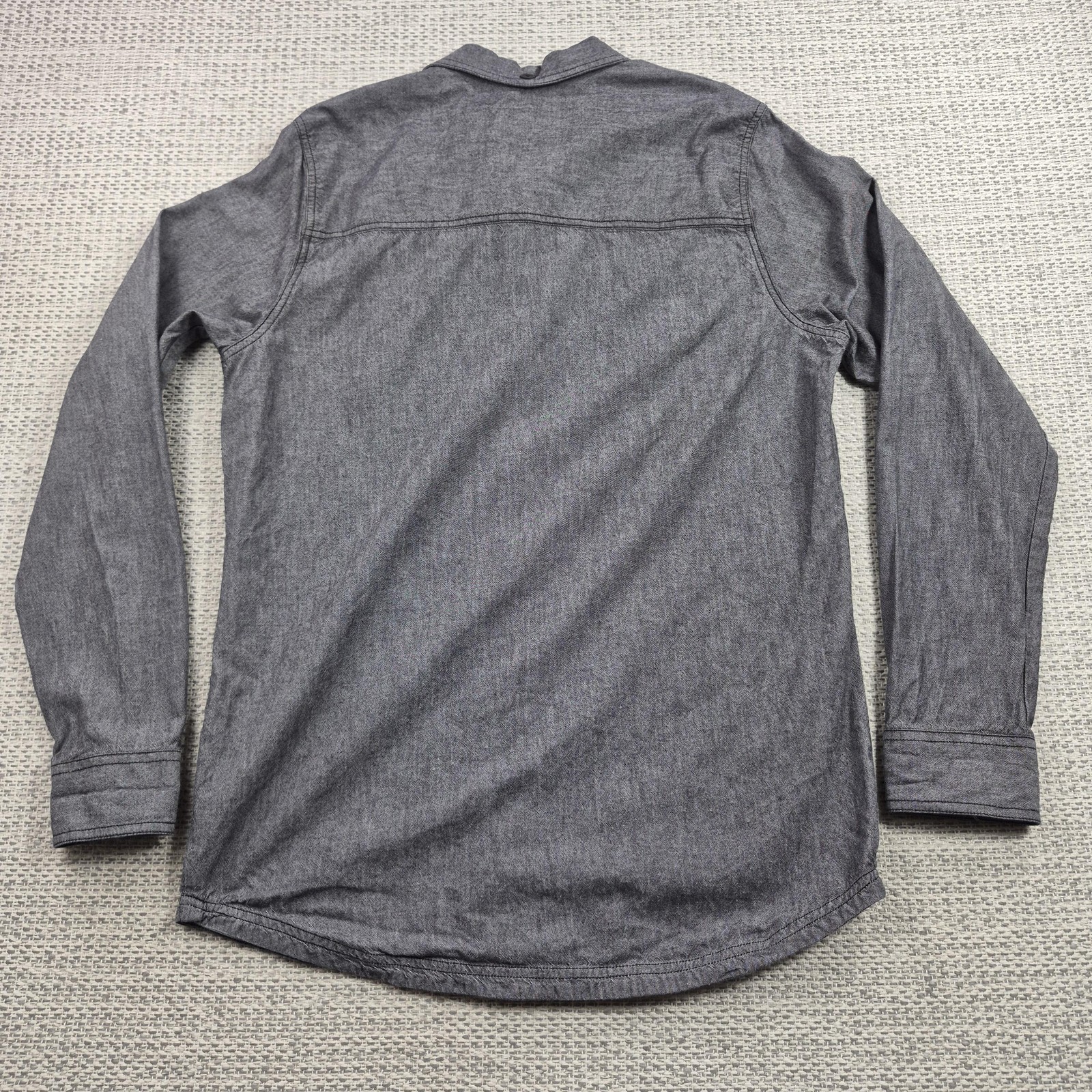 Metal Mulisha Button Up Shirt Mens Large Gray Herringbone Long Sleeve Casual