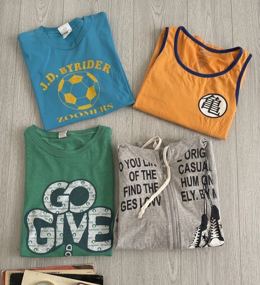 Y2K Aesthetic Thrift Bundle Lot Graphic Tees Tank & Zip Hoodie Streetwear Retro