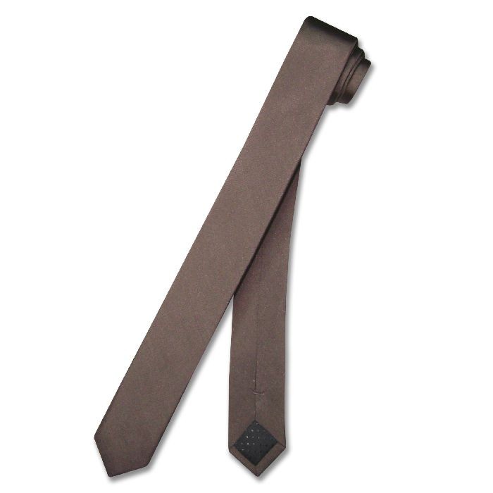 100% SILK Narrow NeckTie EXTRA Skinny BRONZE TAUPE Color Men’s Neck Tie 1.5″