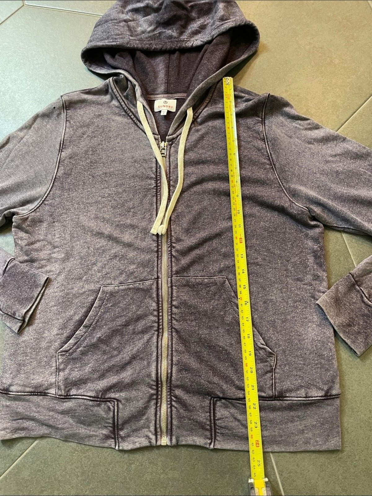 Sundry Zip-Up Hoodie in Heathered Purple Sz 3 Large