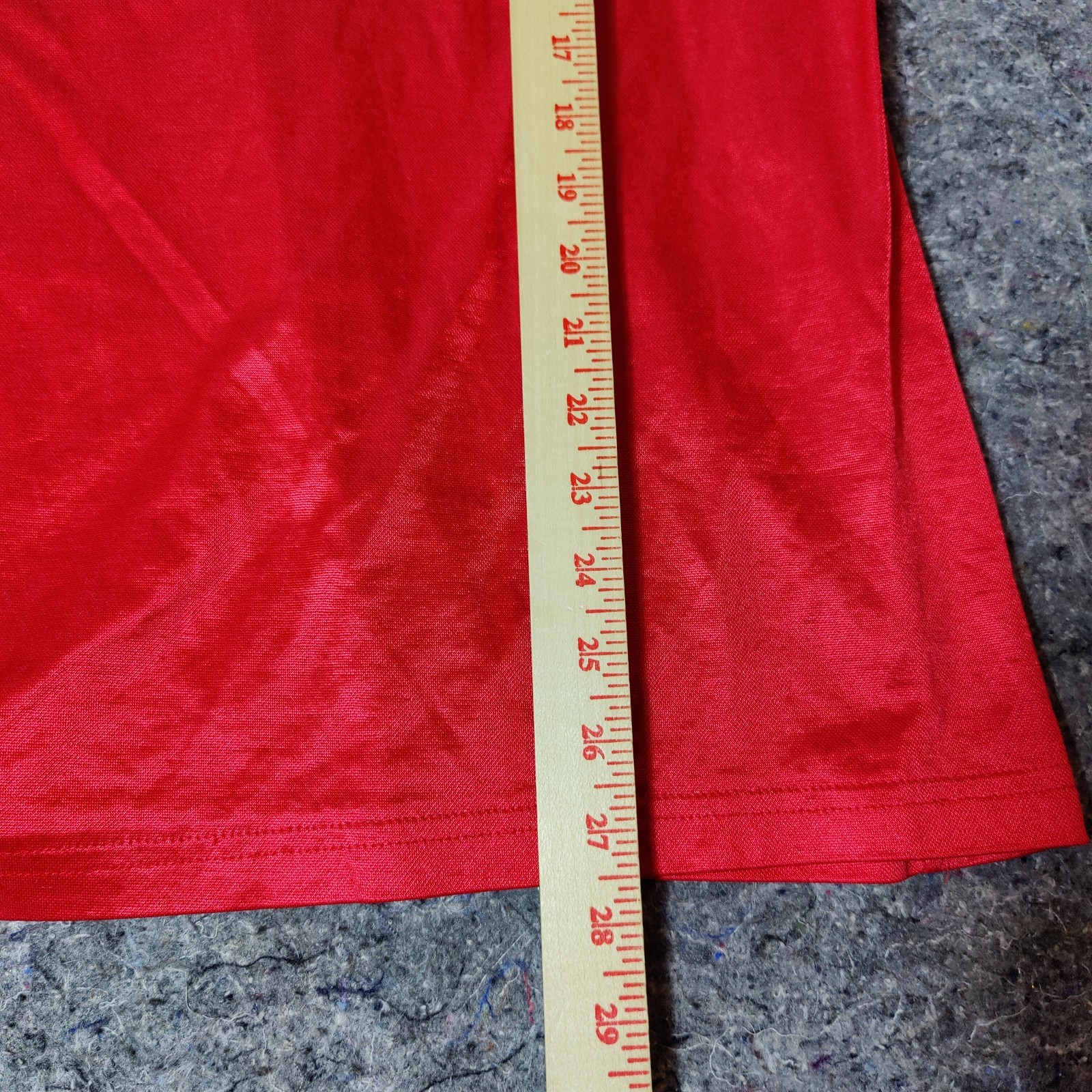 Vintage Satin Soccer Jersey Size XL Red #27 Ringer Silky Shiny Collared 90s