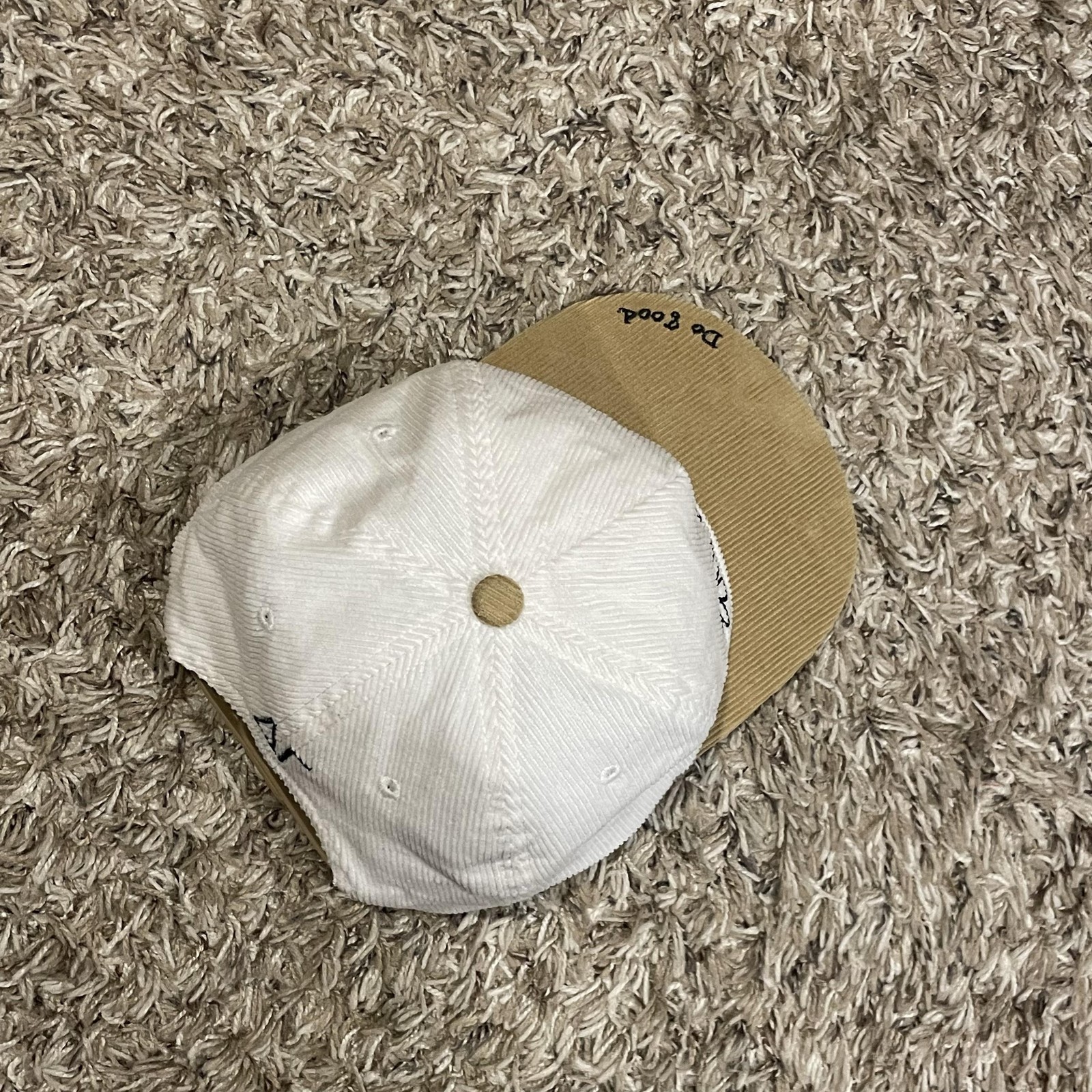 Mitch Flippo Daisy Flowers Do Good Hat Corduroy Snap Back White Tan Delta Gamma