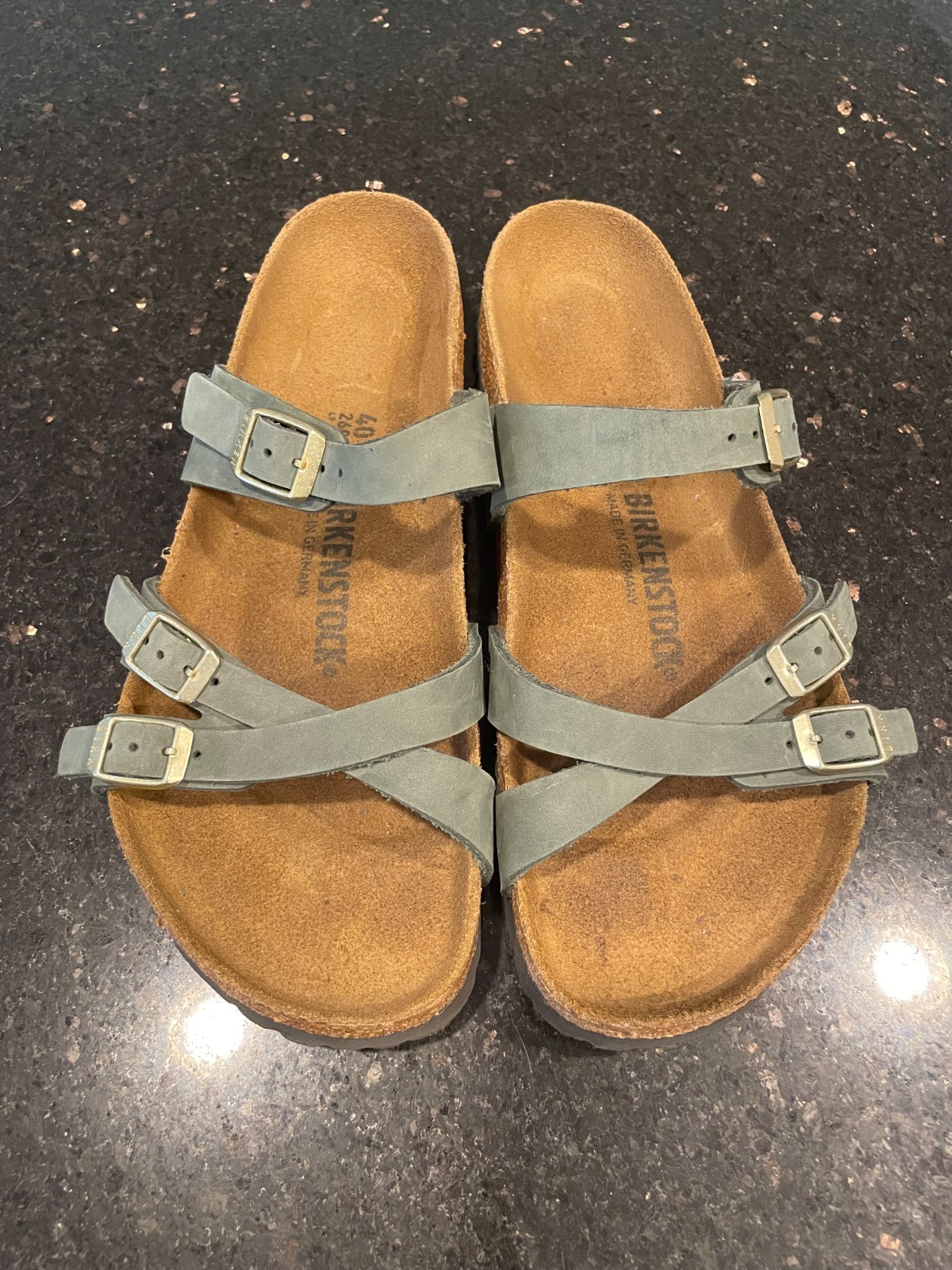 Birkenstock Franca Leather Sandals Thyme Green Womens Size 40 US 9 Regular/Wide