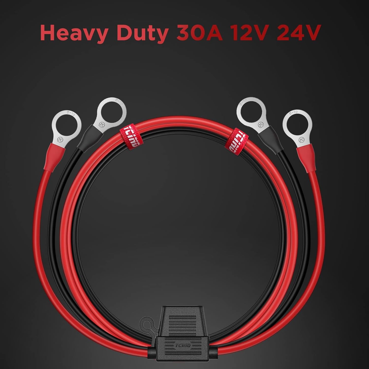 3/8″ Ring Eyelet Terminal Battery Boost Cable Heavy-Duty 30A Fuse 12 Size: 3FT