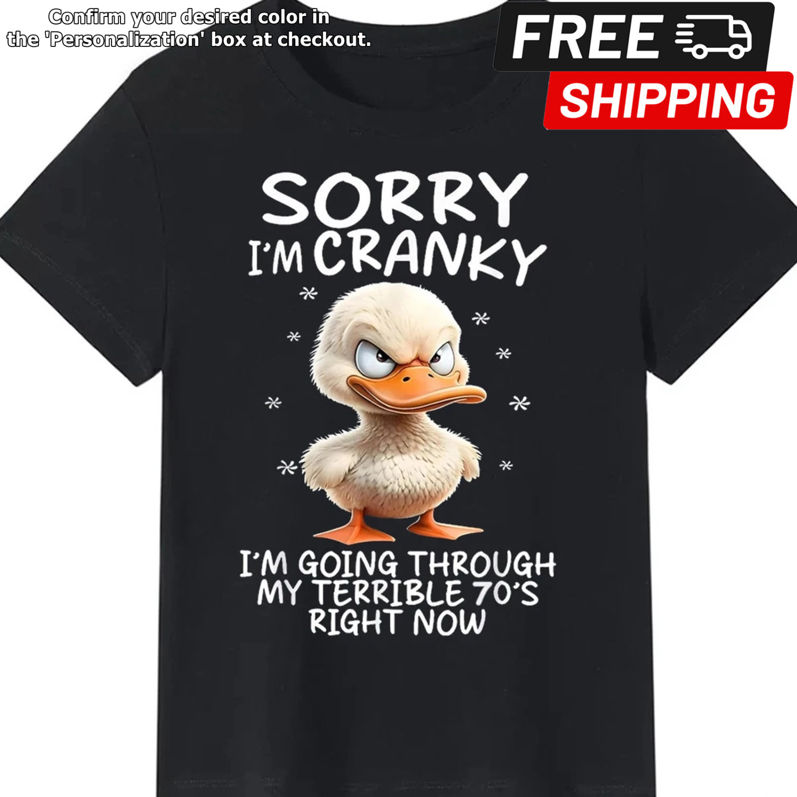 100% Cotton Funny “Terrible 70s” Duck Graphic T-Shirt | Unisex Casual Humorous V