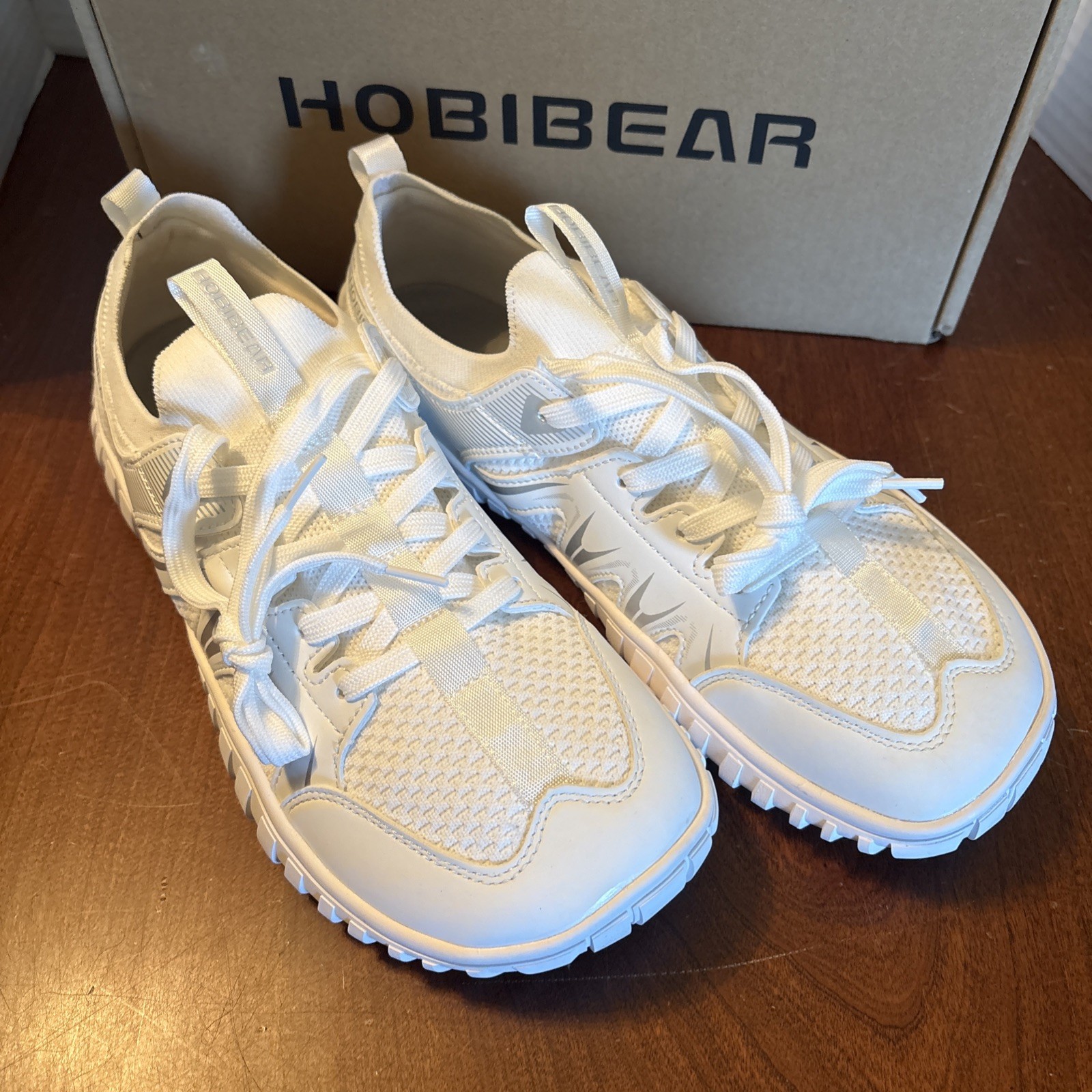 HOBIBEAR Minimalist Barefoot Shoes Unisex Wide Toe Walking Sneakers White Eu45