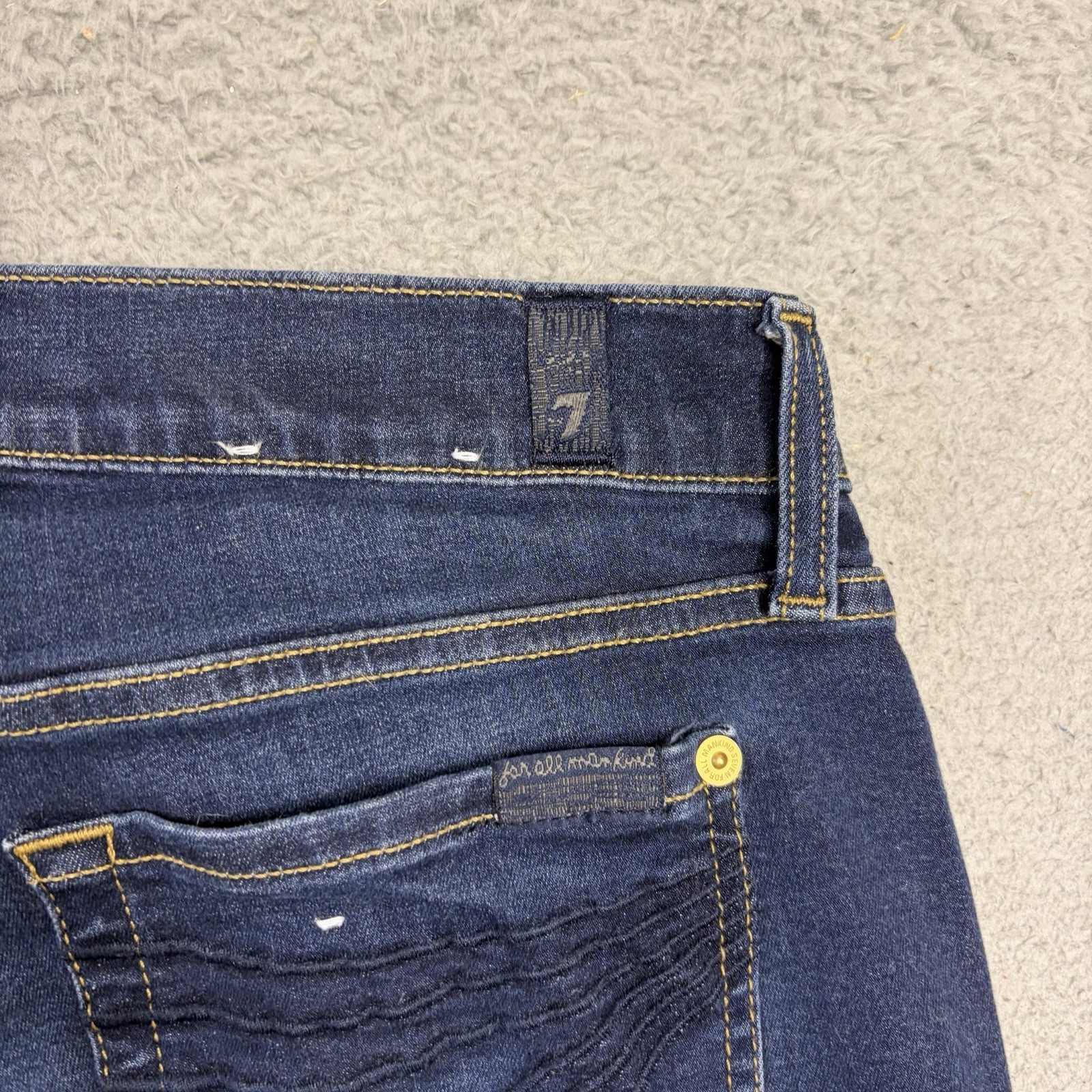 7 For All Mankind Dojo Jeans Womens 29 Blue Flare Mid Rise Dark Wash Denim Pants