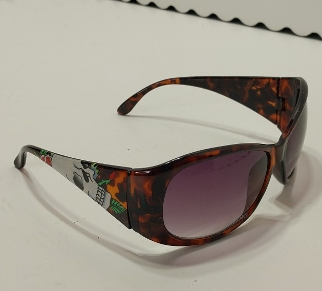 Women’s Wrap Tortoiseshell Sunglasses Brown Plastic Frame Purple Gradient Lenses