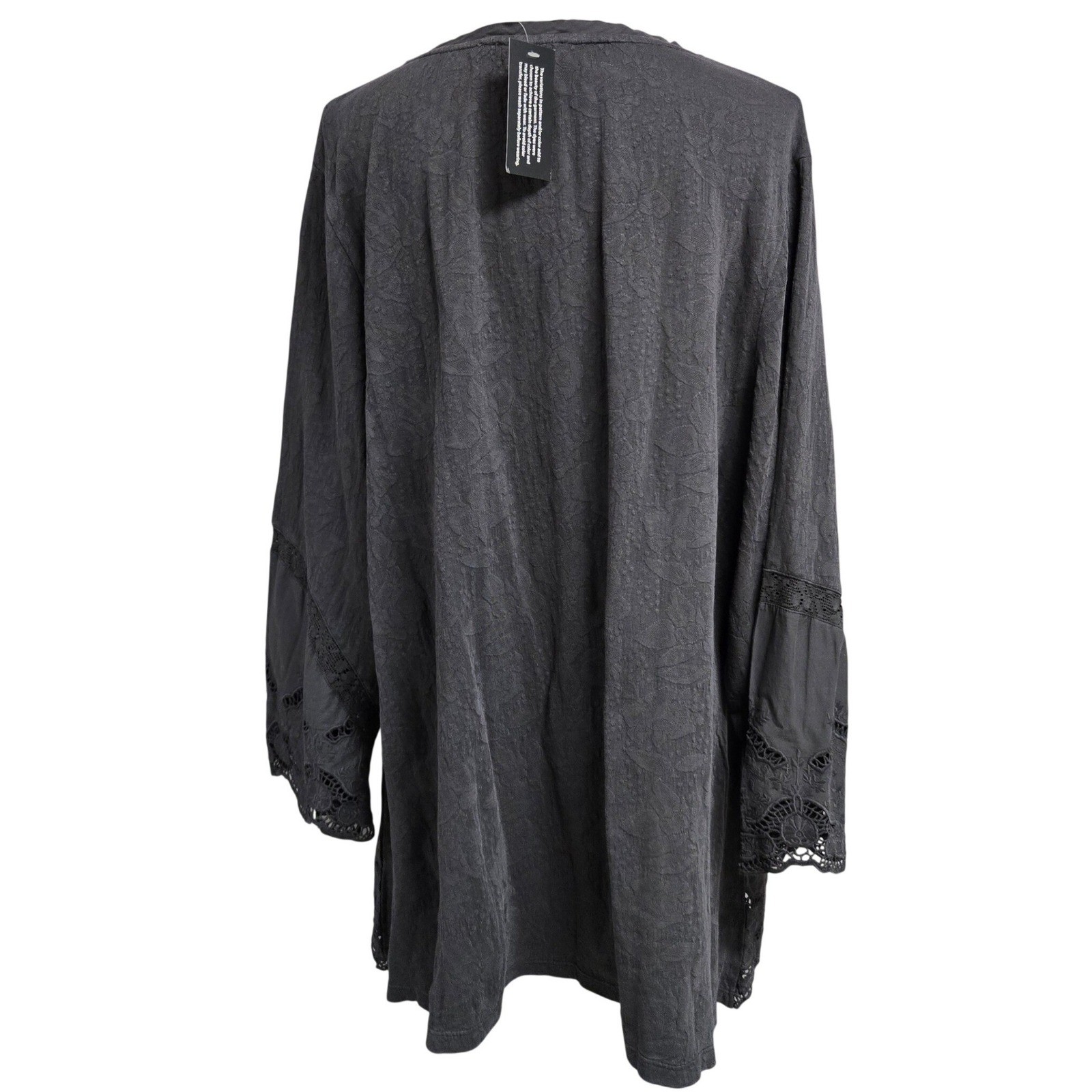 LOGO Lavish Lori Goldstein Gray Cotton Lace Eyelet Tunic Top Women’s Size 1X