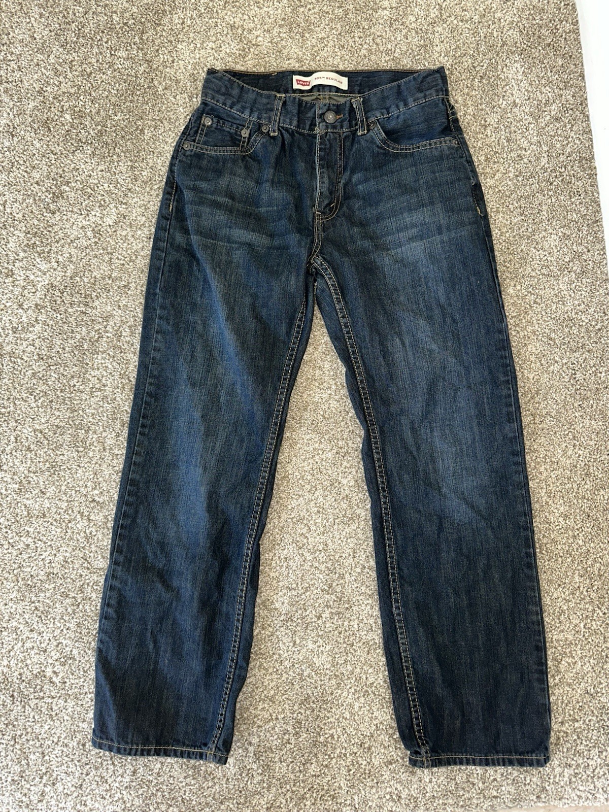 Vintage Levis 505 Jeans 27×27 Dark Wash Straight Brown Womens Boys Red Tab Denim