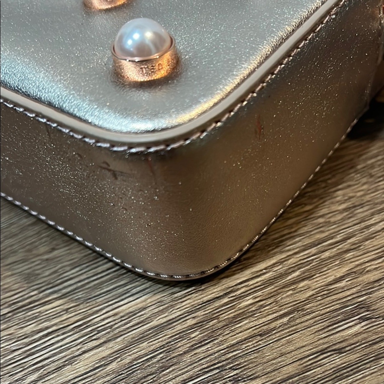 Ted Baker Gold Crossbody Bag with Studded Pearl Design