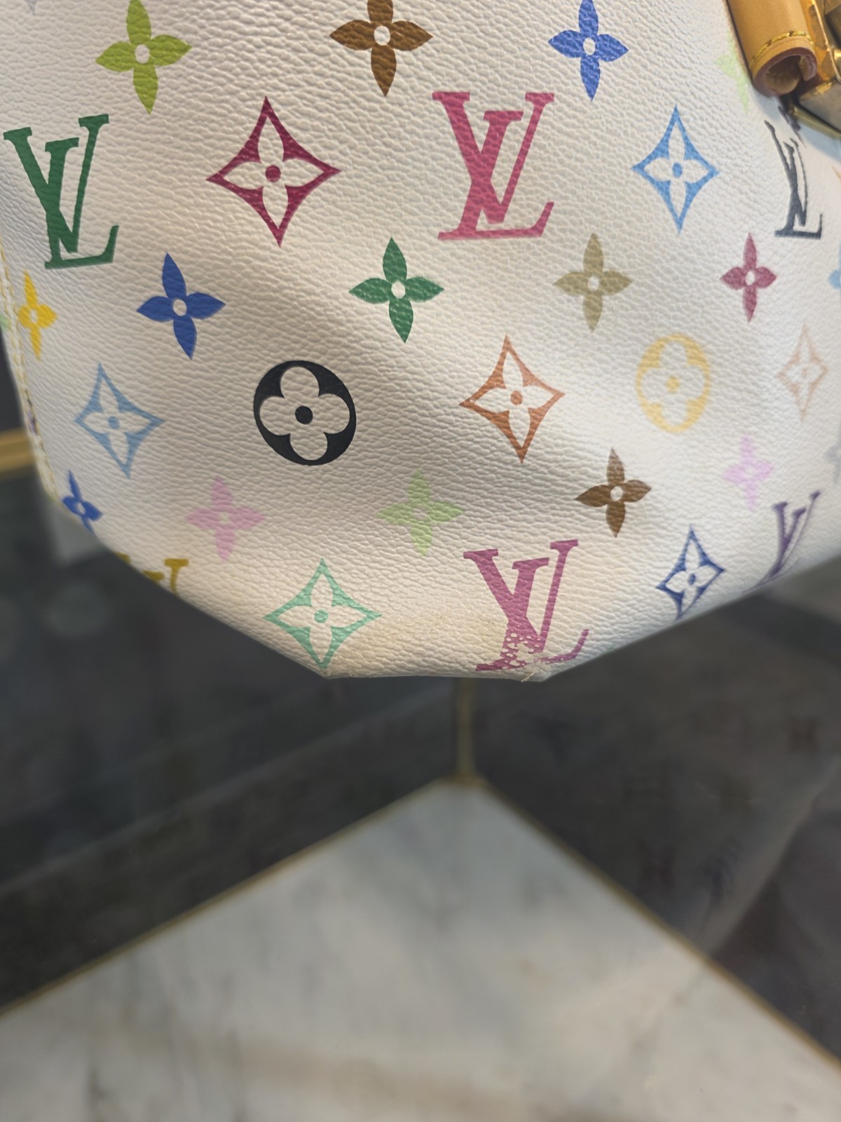 Louis Vuitton Annie Tote GM White Canvas Leather Murakami Multicolor Monogram