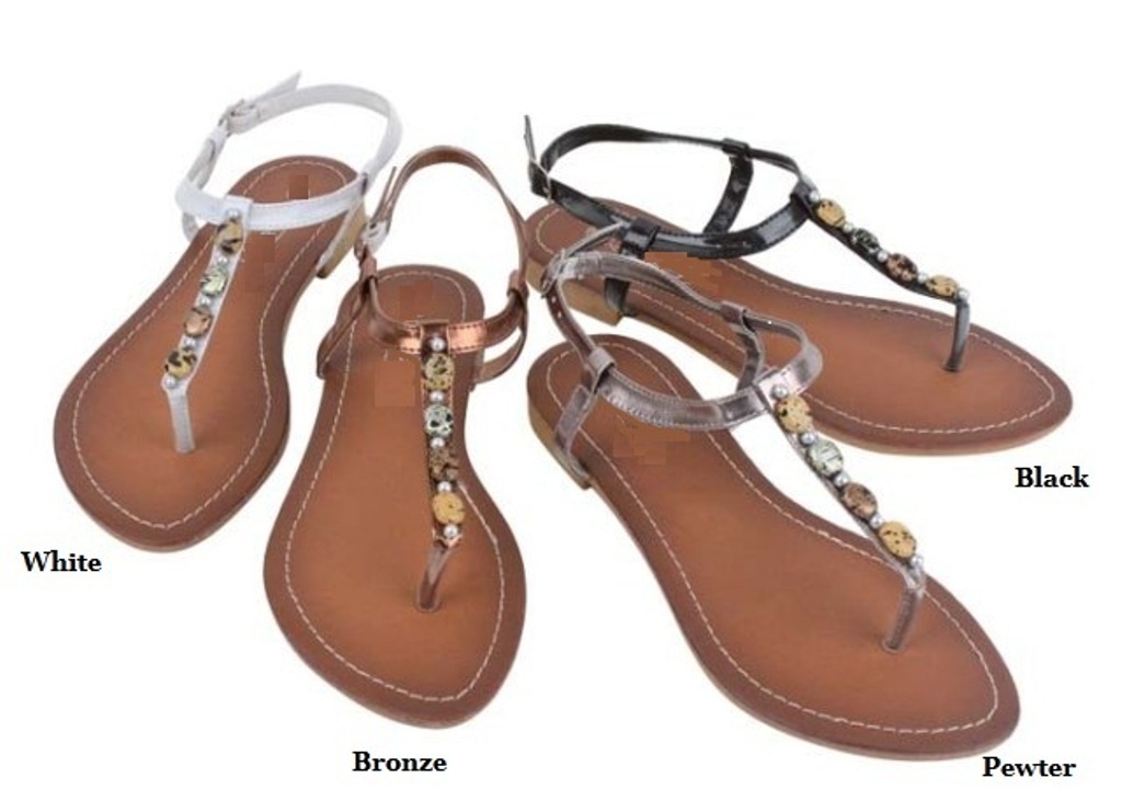 Womens Fashion Open Toe Gladiator Sandals White Bronze Pewter Black 6 7 8