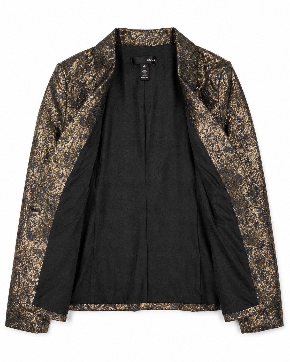AQUA Gold Black Metallic Brocade Blazer Women’s XS Lined Party Jacket