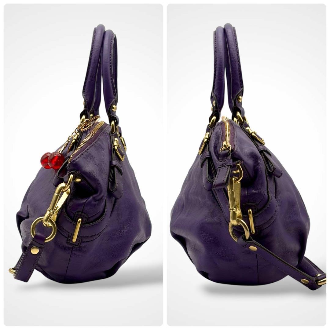 Coach Madison Satchel Leather Purple Handbag 2way Shoulder Bag Authentic Genuine