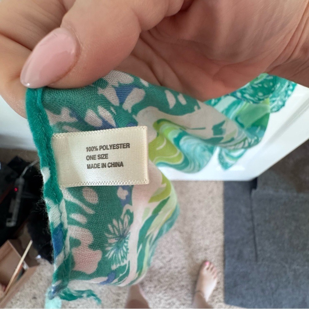 Green Tropical Sheer Kaftan Cover-Up One Size Boho Beach Resort Wear Never Worn