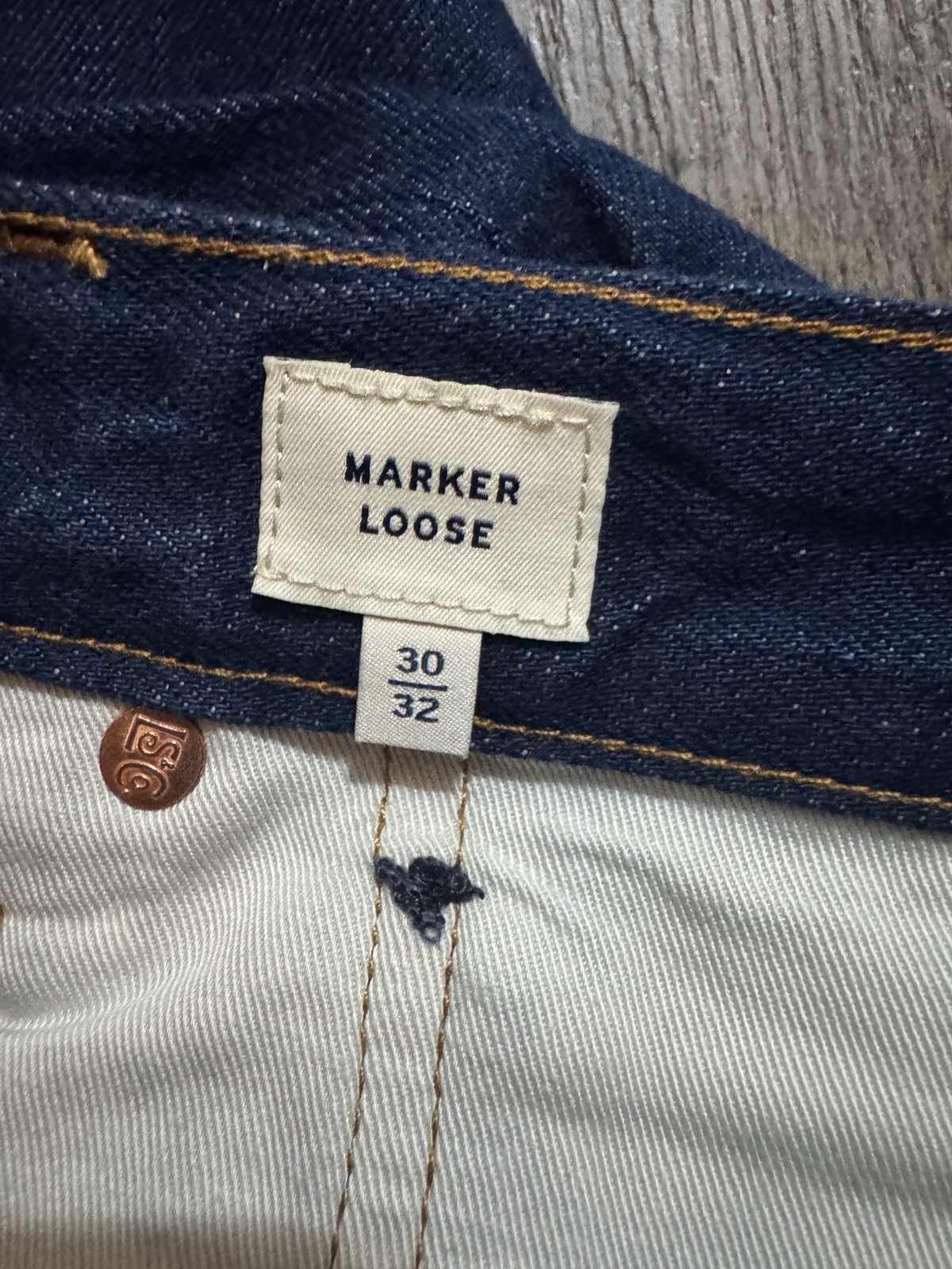 Levi’s Blue Tab Marker Loose Jeans Selvedge Japanese Denim Dark Wash 30×32