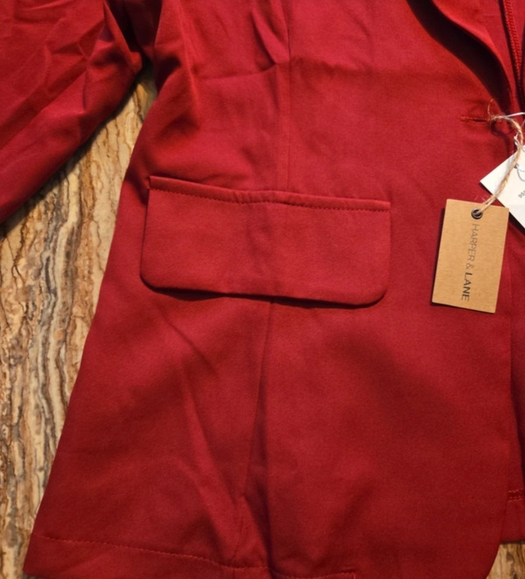 Harper & Lane Red Solid Blazer Jacket w/ Pockets Button Long Sleeve XXL