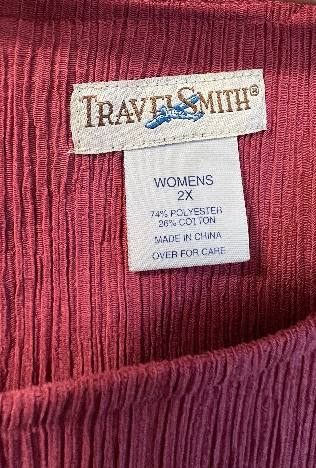 TRAVELSMITH, Red Crinkle Knit Maxi Tank Dress Square Neck, New w/o tags, 2X.