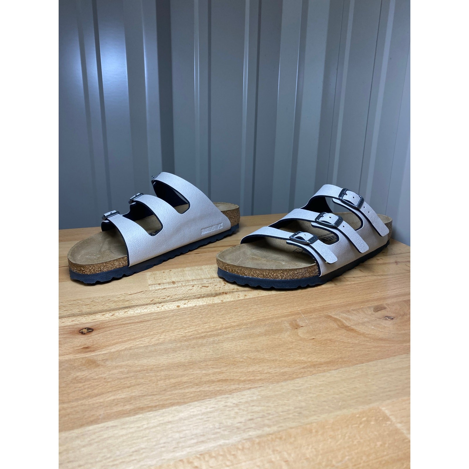 Birkenstock Florida Sandals Size 37/Women’s 6 Grey Leather New!