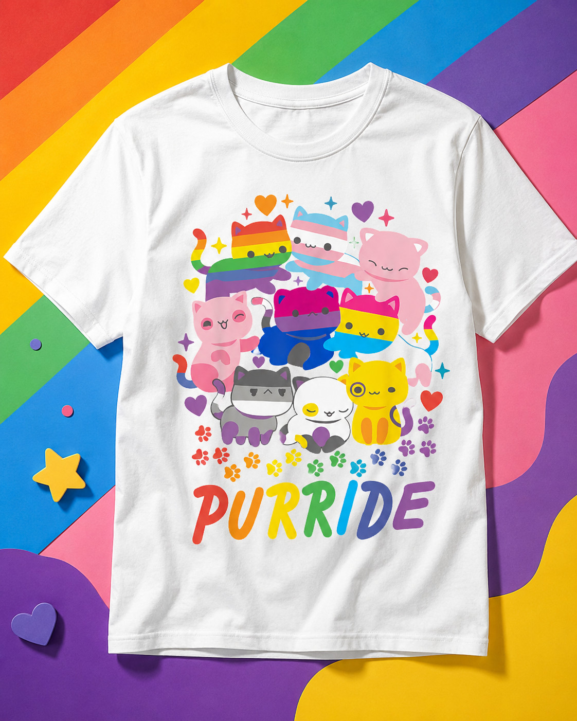 Purride Cat Ally Pride Month Lovers Women Kids T-Shirt