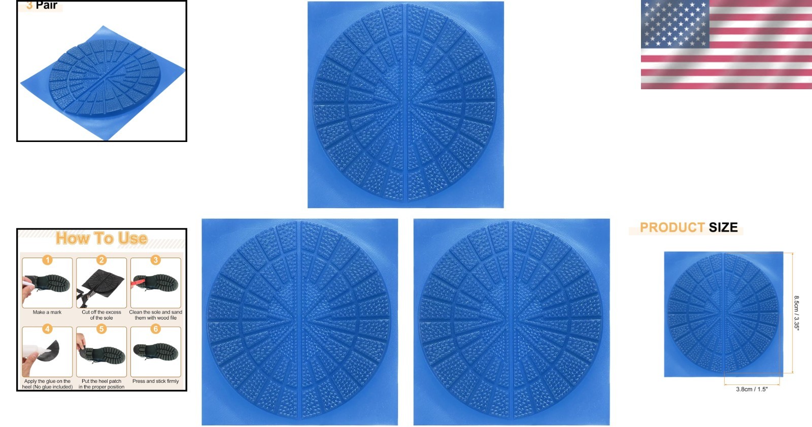 Versatile Non-Slip Sole Protectors for Sneakers – 3 Pairs Lightweight Blue