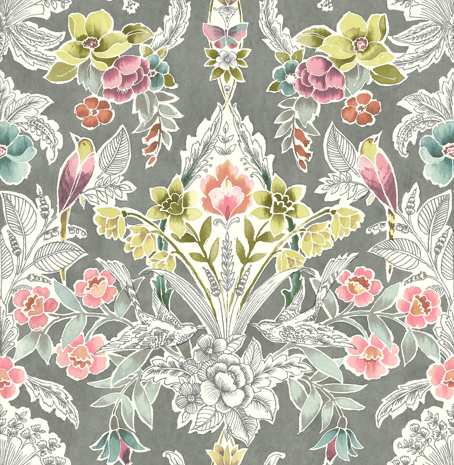 A-Street Prints BlueBell 56.4-sq ft Multicolor Non-woven Damask Unpasted W|16936