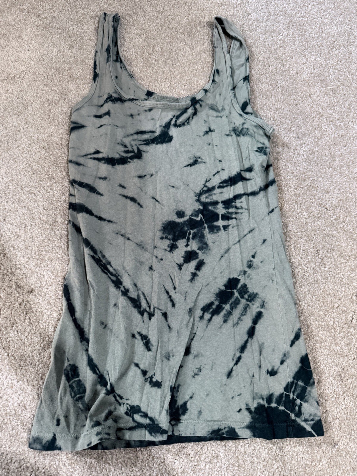 Womens Stranded Hunger Green & Black Tie Dye Racerback Tank Top Size Small