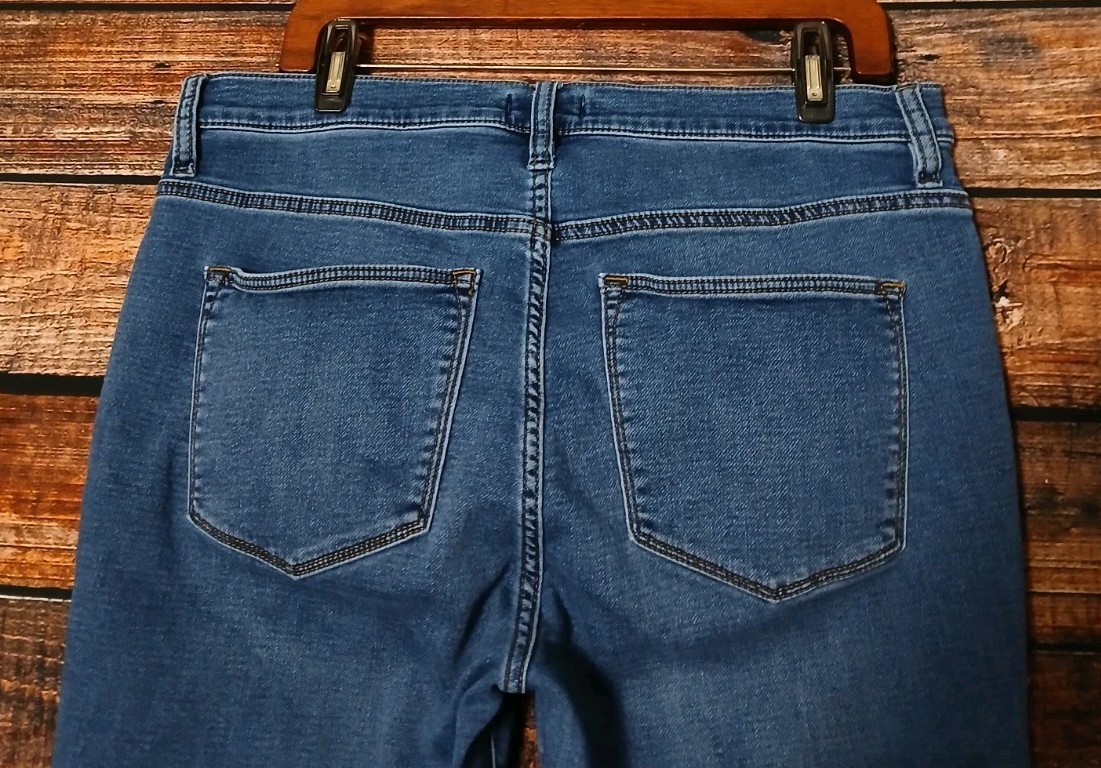 J Crew Jeans Size 32 14 Toothpick High Rise Skinny Ankle Blue Denim Stretch