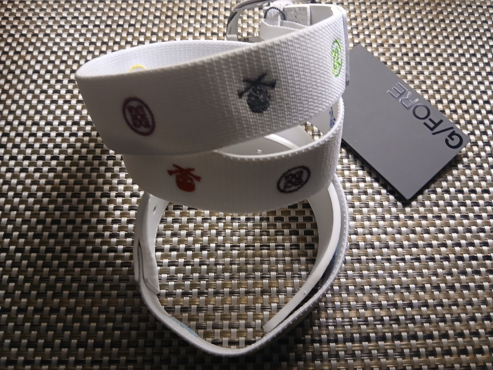 G/FORE Belt Limited Release Embroidered Icon Leather Belt Golf Skull White NWT