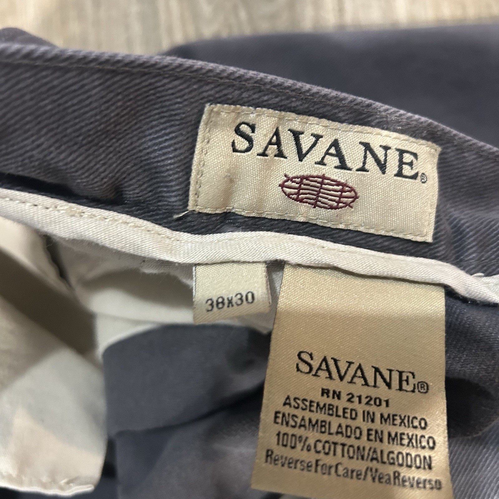 Vintage 90s Savane 38×30 Faded Navy Grey Cotton Chino Pants Mens