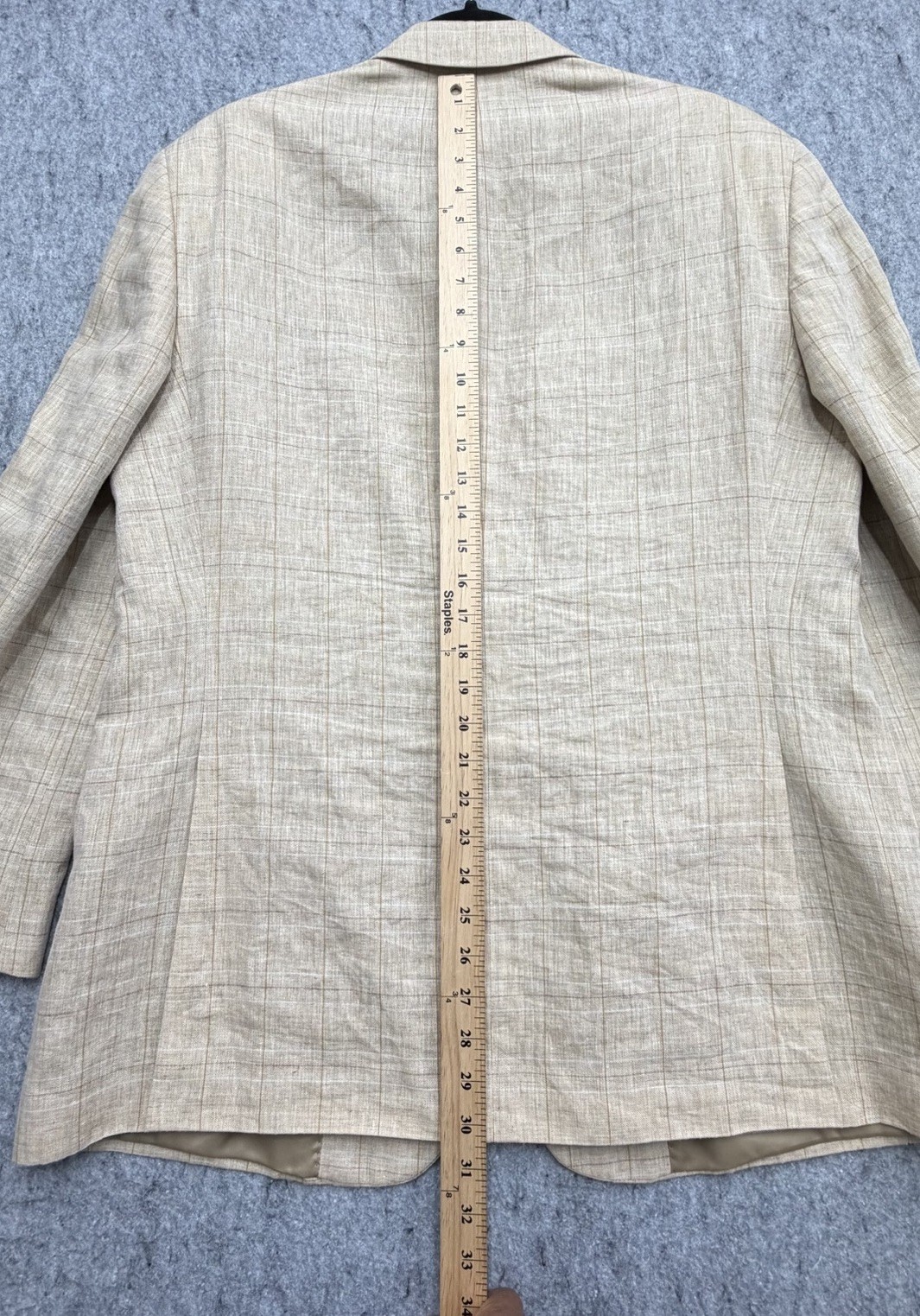 Haspel Blazer 42R Beige Windowpane Plaid 100% Linen 2-Button Sport Coat Jacket