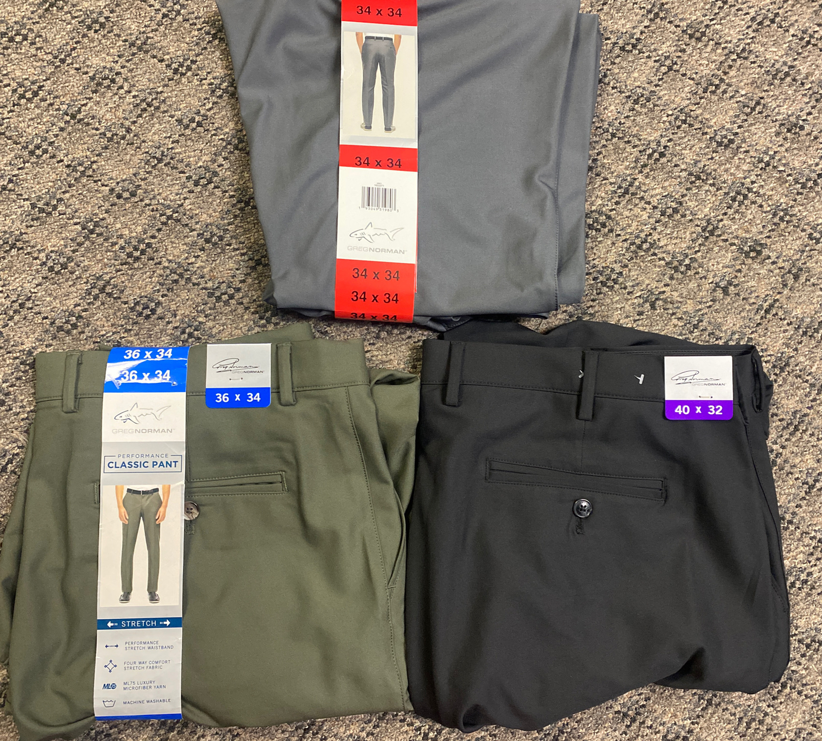 GREG NORMAN PERFORMANCE STRETCH CLASSIC PANT (VARIOUS)GREEN.BLACK.GRAY.BLUE NWT