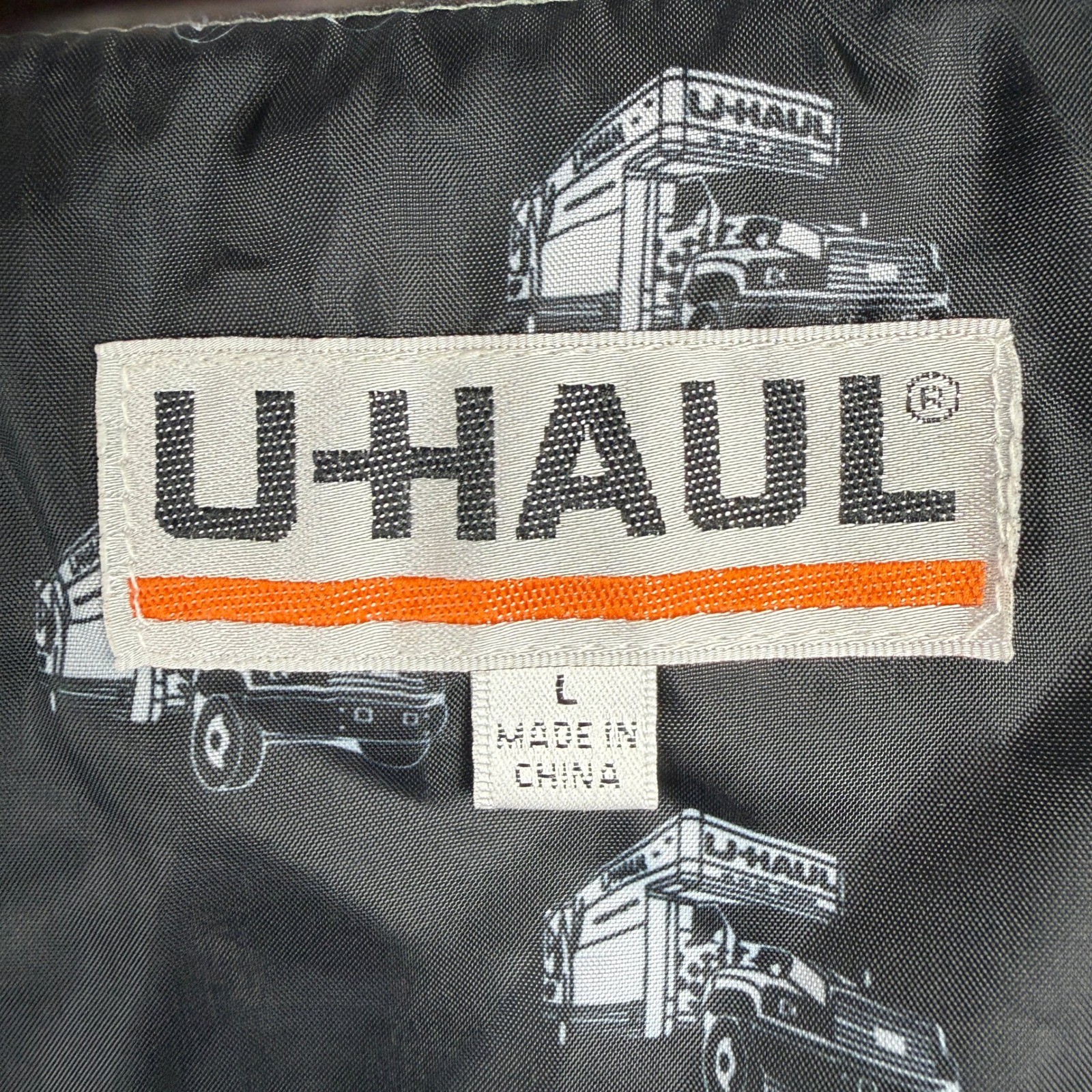 U-Haul Windbreaker Jacket Mens Large Gray Black Full Zip Embroidered Logo Truck