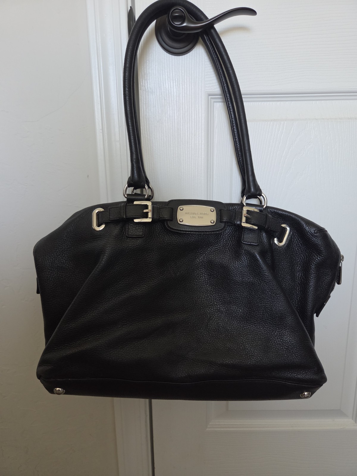 Authentic Black Pebble Leather Michael Kors Hamilton Weekender XL Shoulder Bag