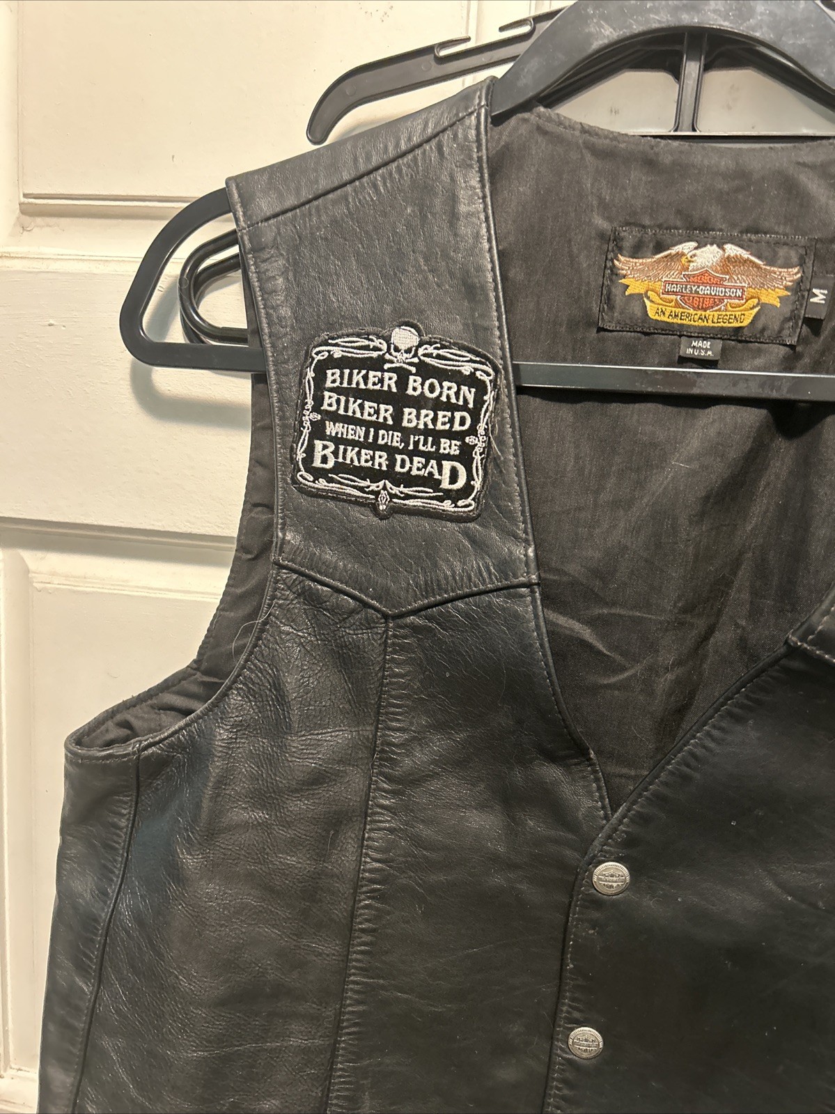 Harley Davidson Leather Vest Wings Logo Men’s M USA Vintage 80s 90s