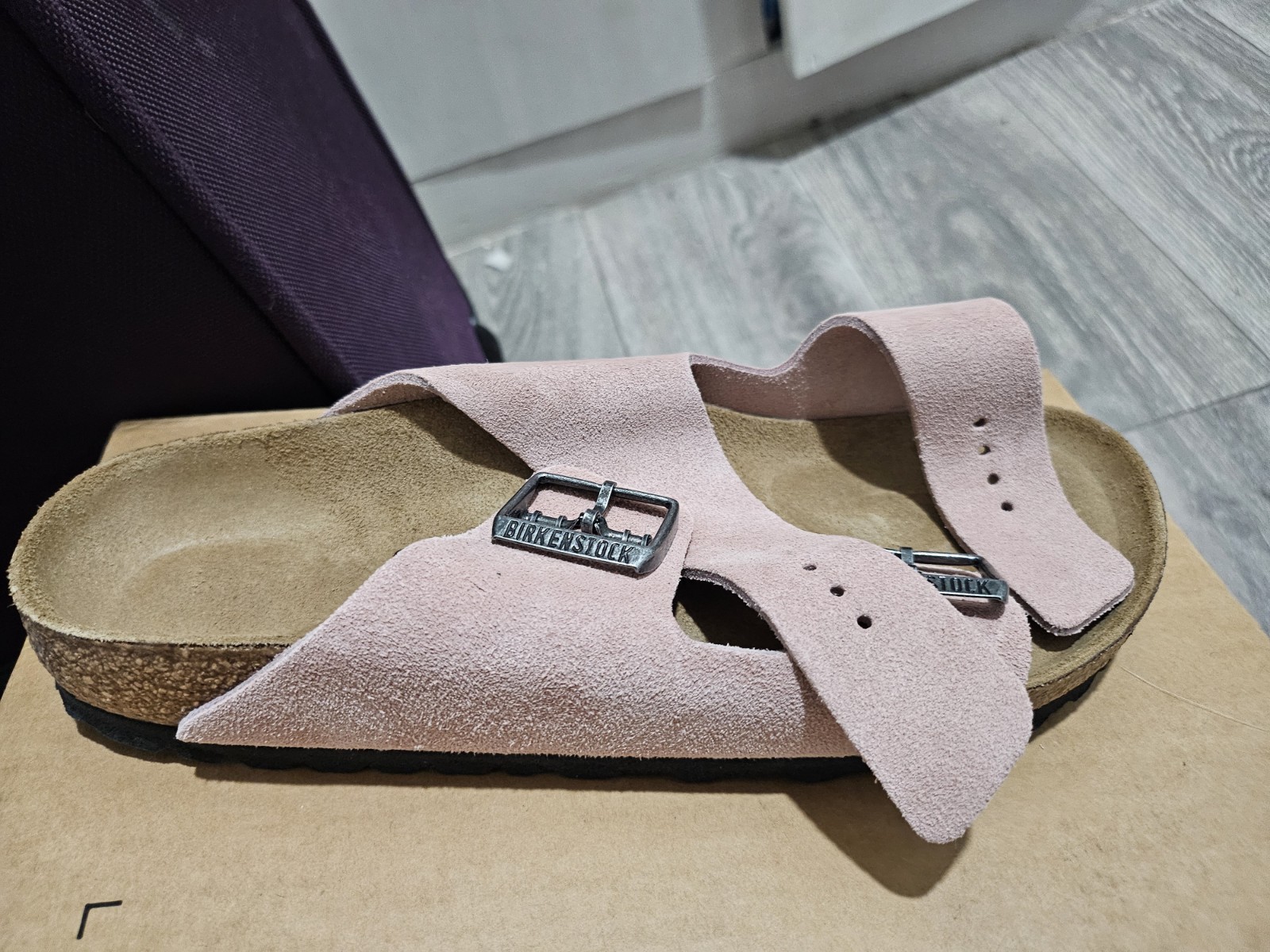 Birkenstock Arizona Shearling Suede Leather Pink Clay, Size 39 Narrow