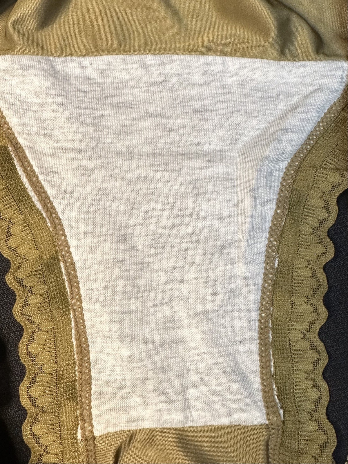 ~NWOT Champagne Gold Nylon & Lace Hi-Cut Size XL Lace Silky Soft Covers Well