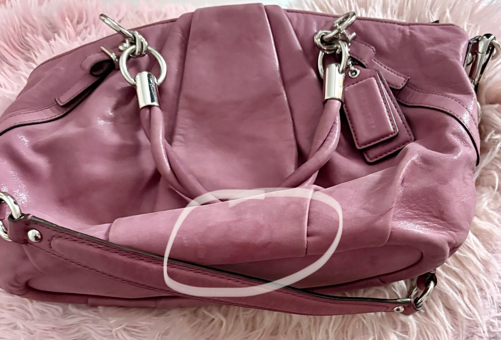 Coach Madison Sophia Medium Pink Berry Leather Satchel Handbag $398