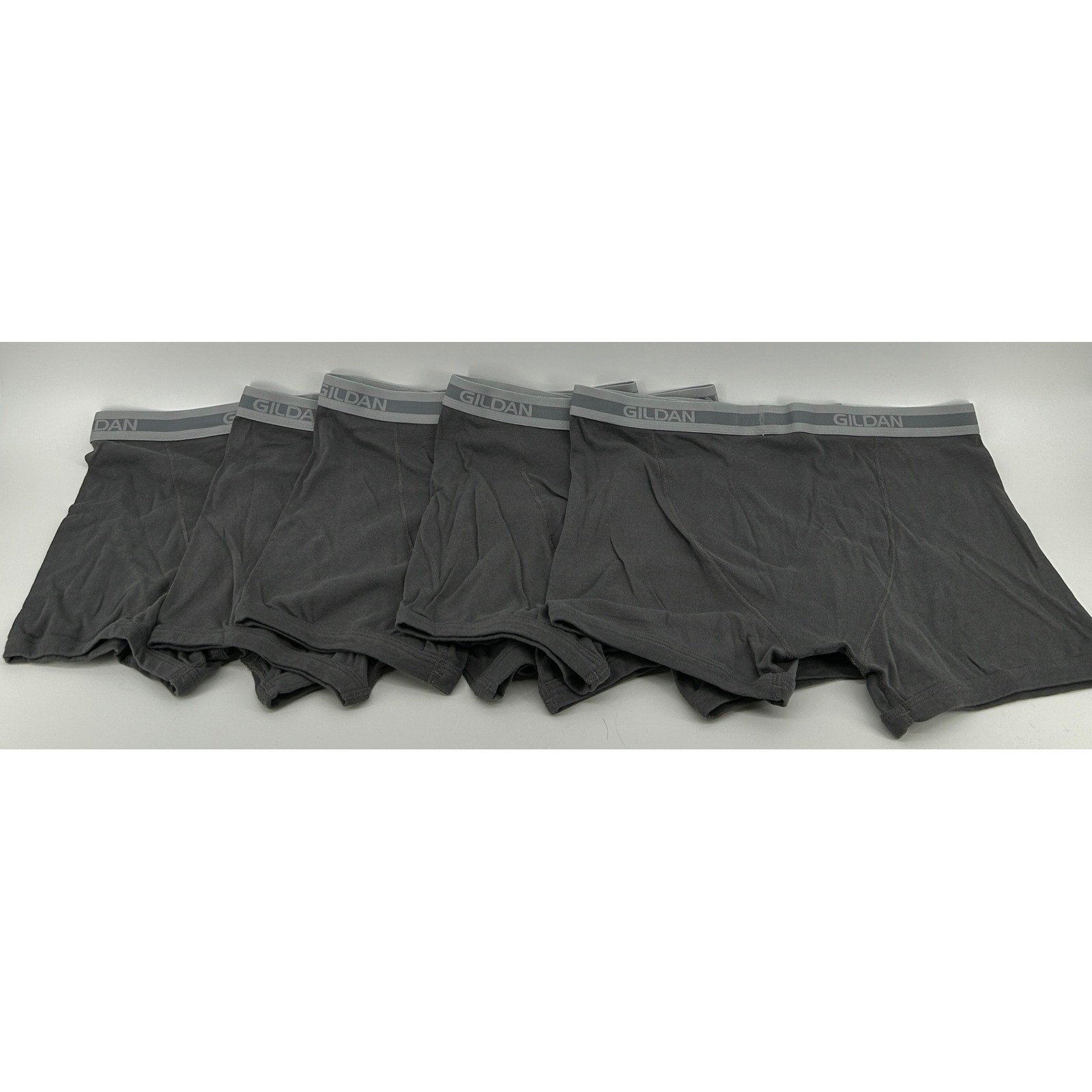 Gildan Mens Boxer Briefs 5 Pack Charcoal Gray 100% Cotton 2XL 44-46 Waist NWOT